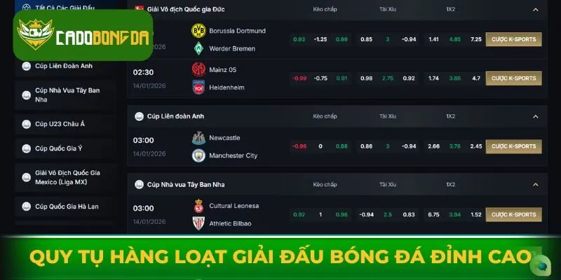 Cá cược bóng đá Zo88 quy tụ hàng loạt giải đấu bóng đá đỉnh cao