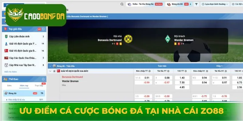 Ưu điểm cá cược bóng đá tại nhà cái Zo88